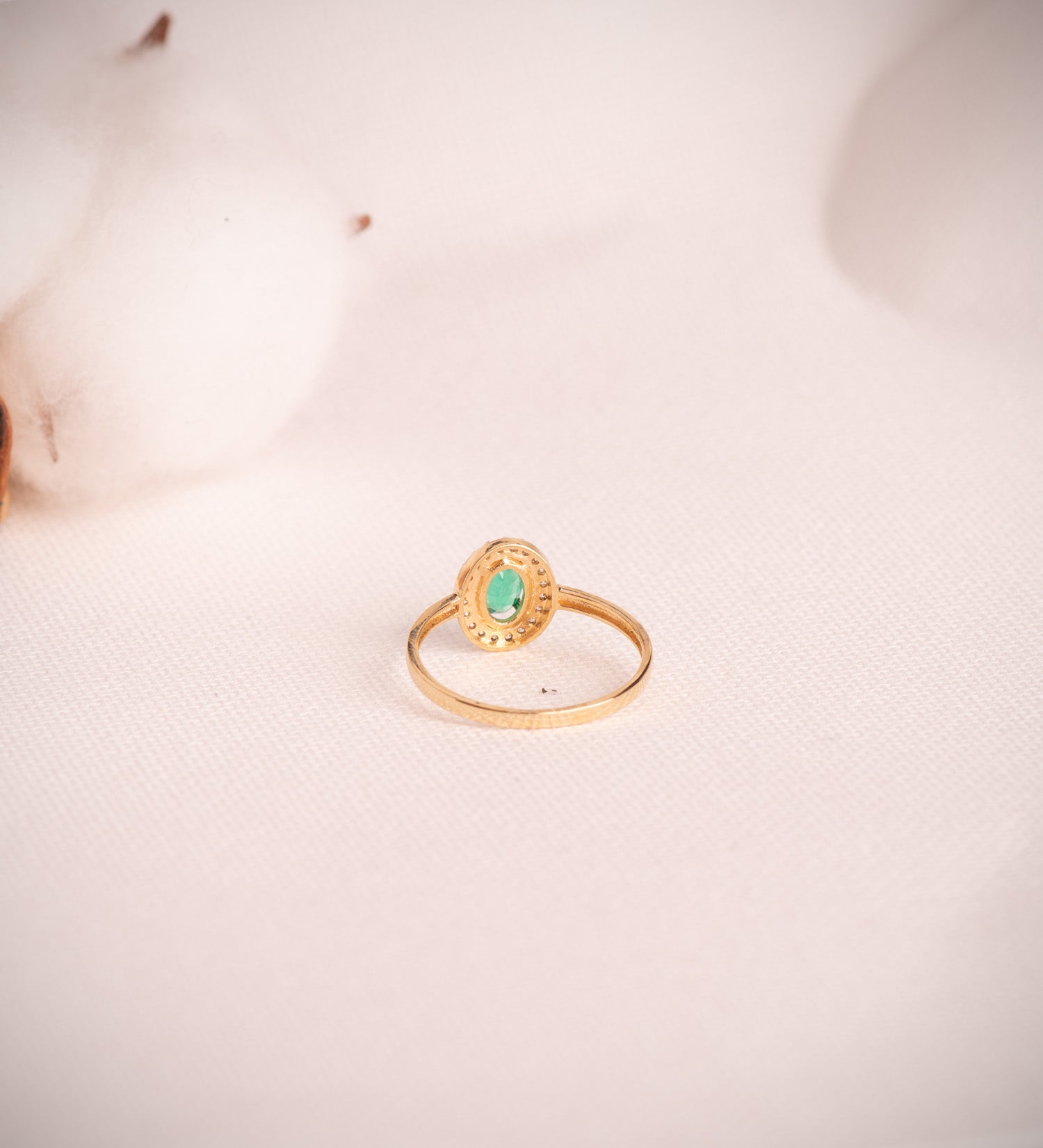 Emerald Ring 18K Yellow Gold 6X4 mm 049 Qts Width 8 X 6 mm