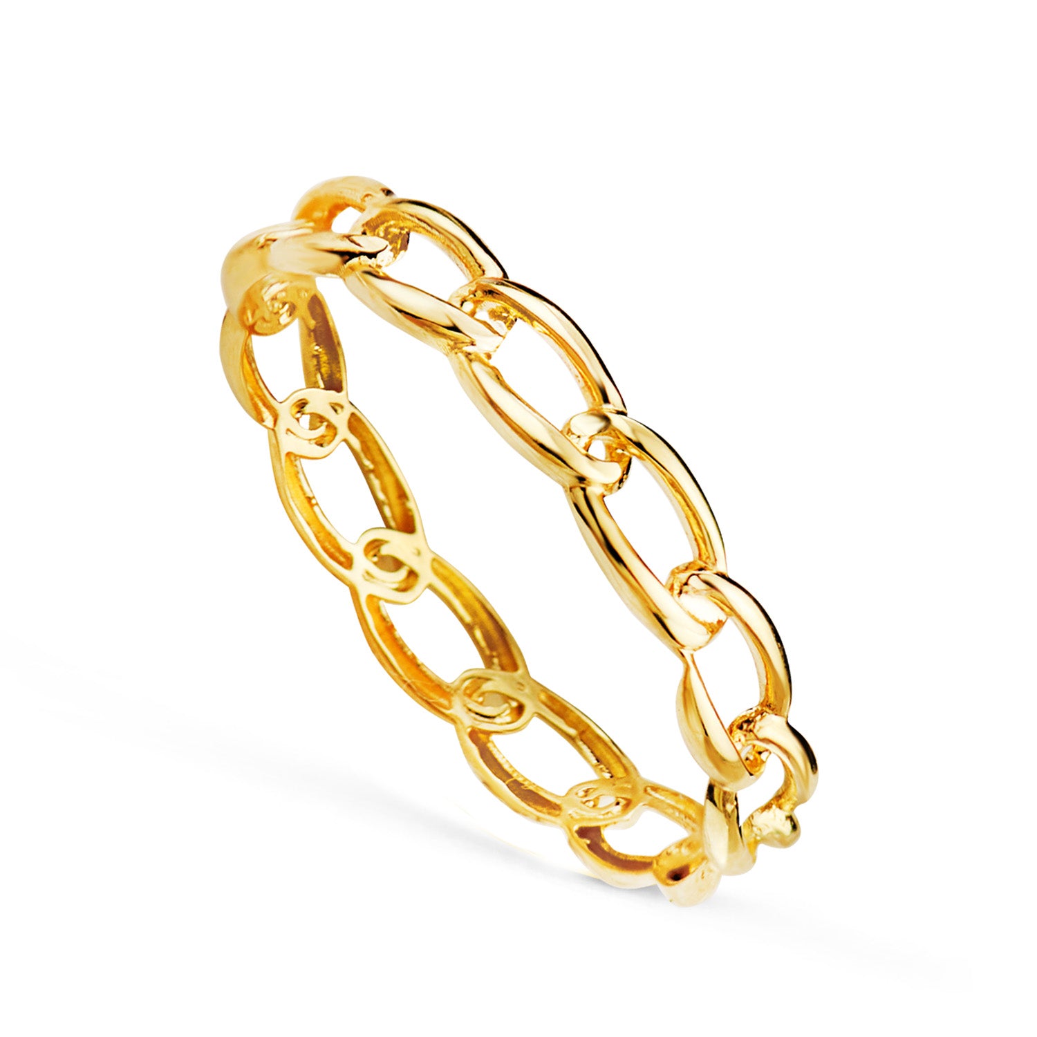 Bague en Or Jaune 18K avec Maillons Bilbao Brillants Largeur : 3 mm
