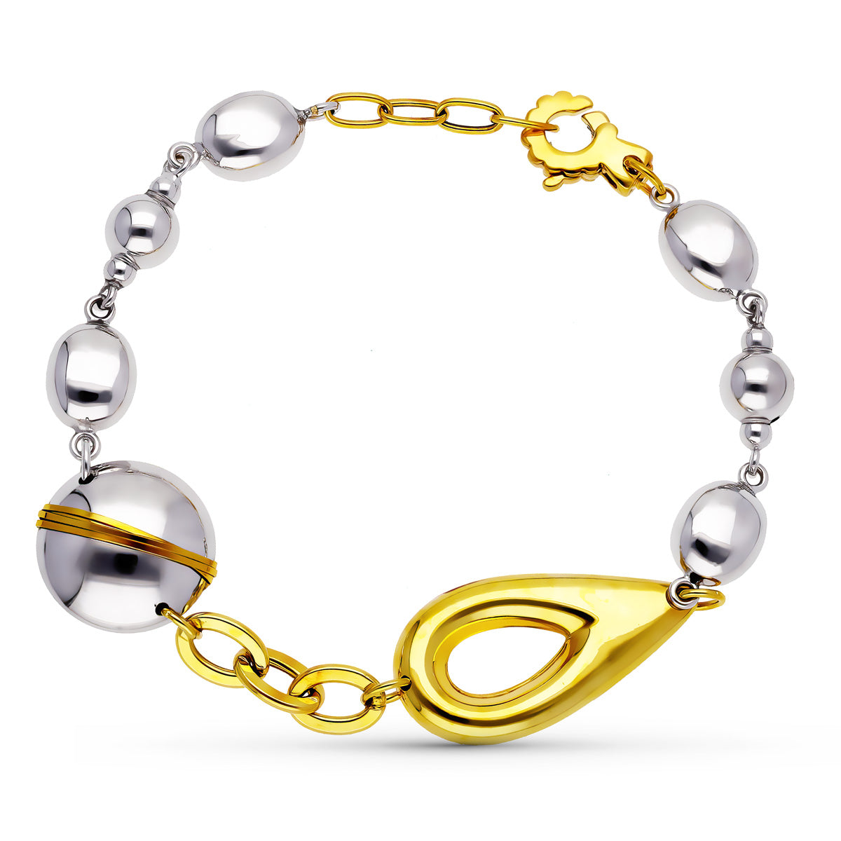 Pulsera Bolas Oro Bicolor 18K