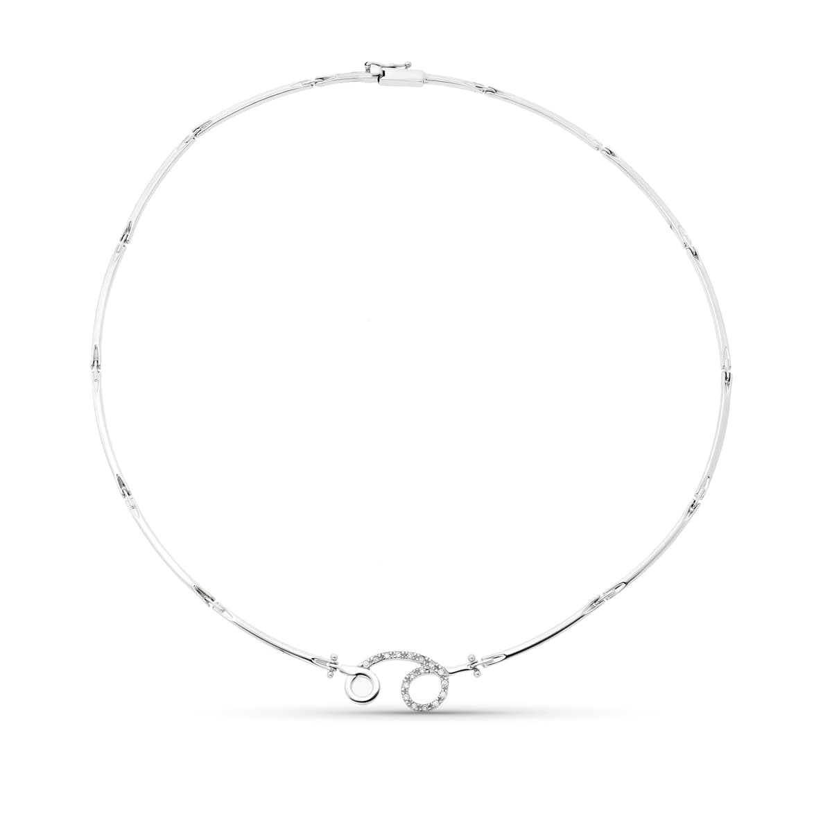 Colar em ouro branco 18K e zircônias