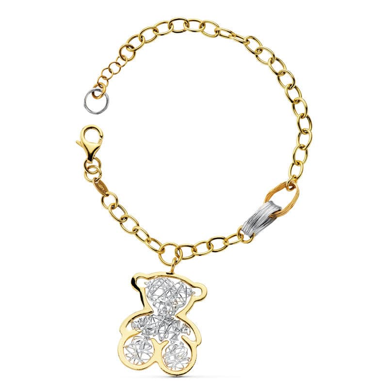 18K Two-tone Gold Bear Bracelet 21.5 Cm