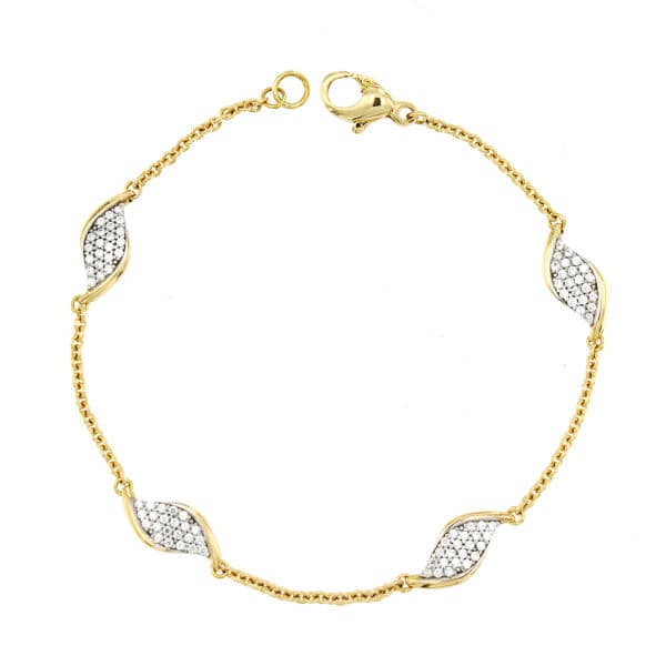 18K Gold Two-Tone Zircons Bracelet