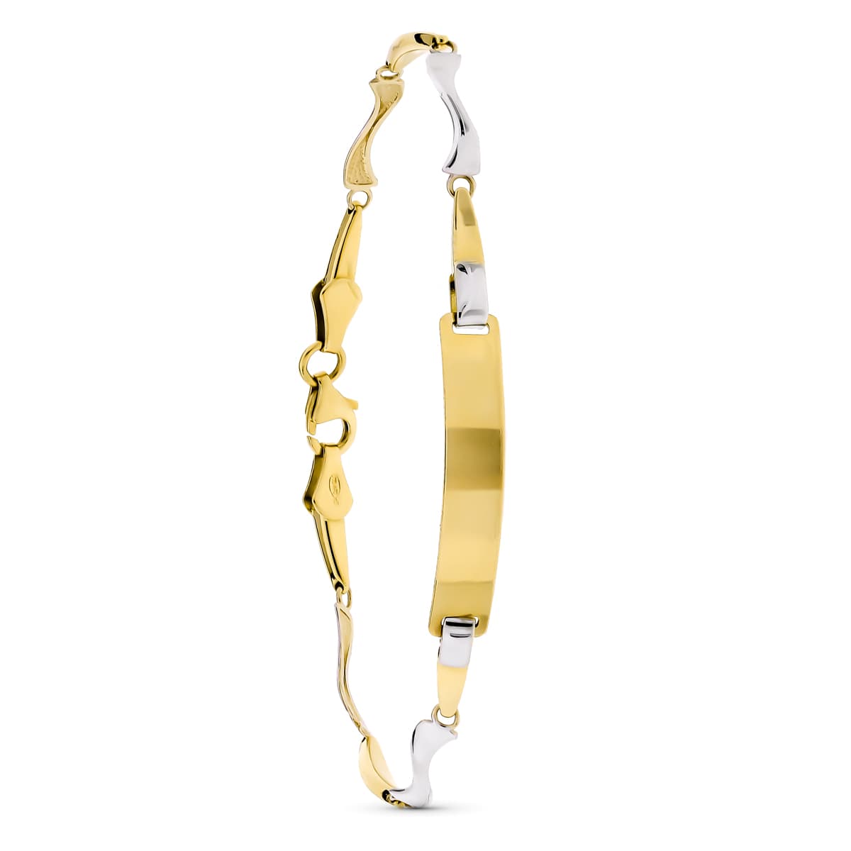 Cadena Bordillo Oro Bicolor 18K 18,5 Cm