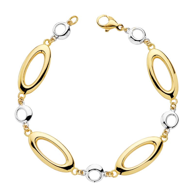 Pulseira oca bicolor 18K 19 cm