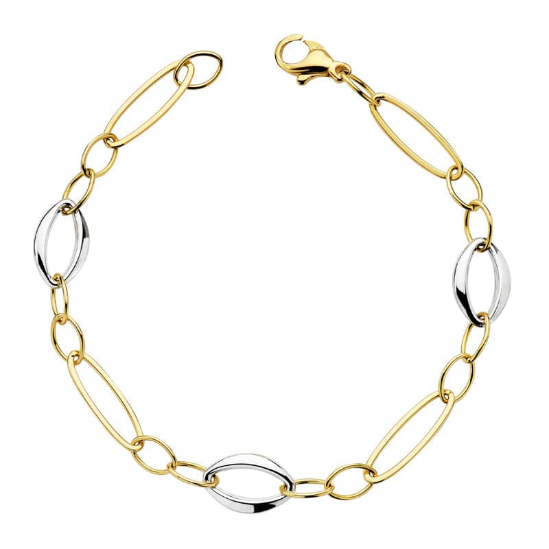 Pulseira oca em ouro bicolor 18K 19 cm
