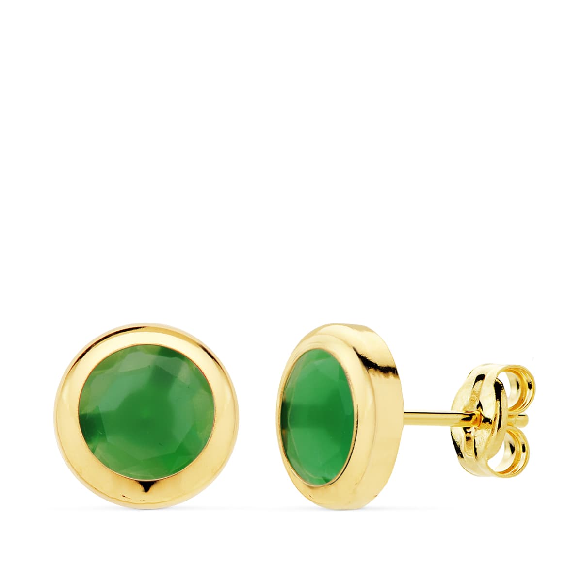 Boucles d'oreilles Chaton Pierre Verte Or Jaune 18K 85 mm Fermoir Poussettes Papillon