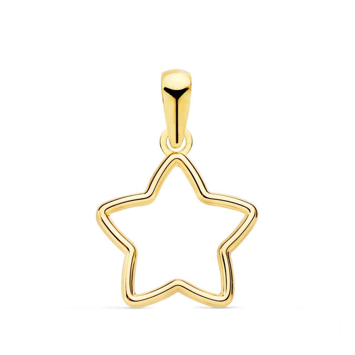 18K Pendentif en Or Jaune Étoile. 12.5X12.5 mm