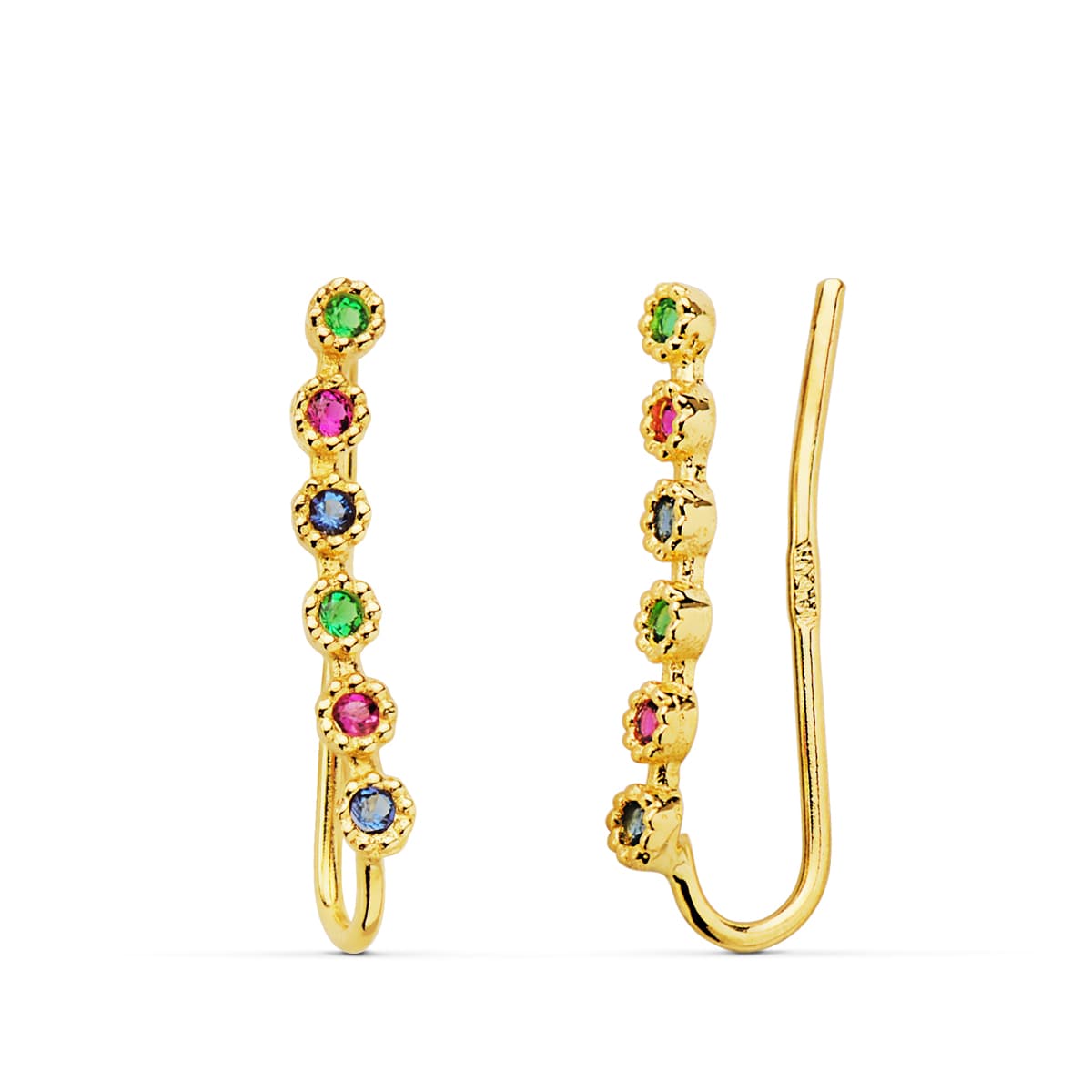 Pendientes Oro 18K Circonitas 15X2MM