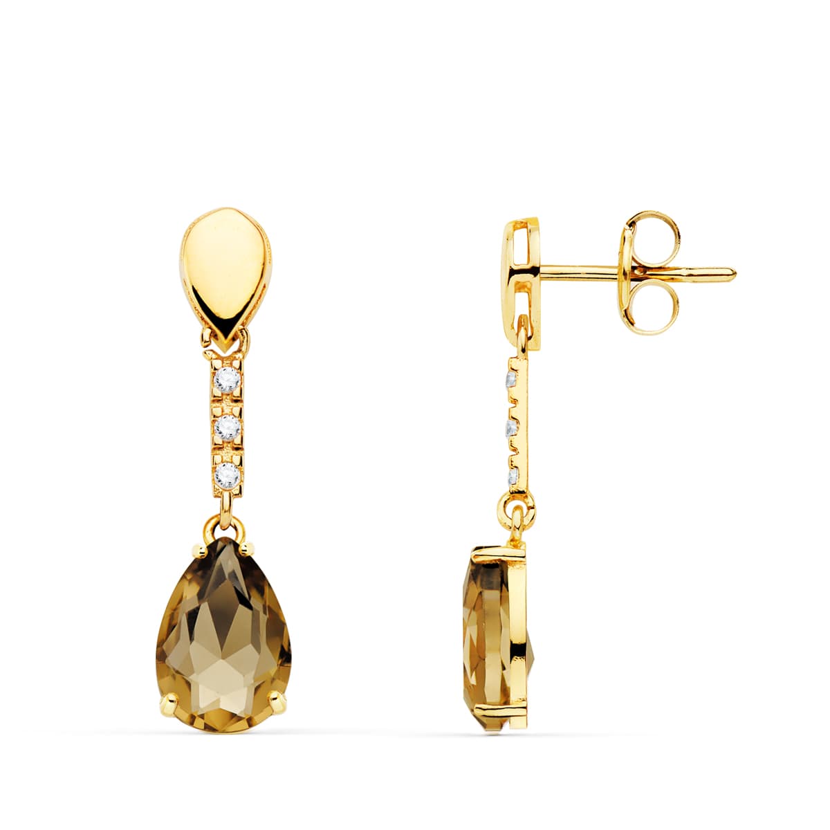 18K Boucles d'oreilles Zircon en Or 18X3MM Fermoir Poussettes Papillon