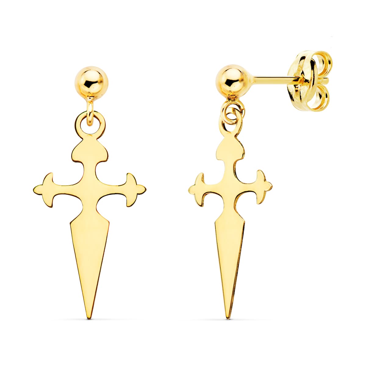 18K Saint Jacques Cross øreringe 17X8 mm push lås