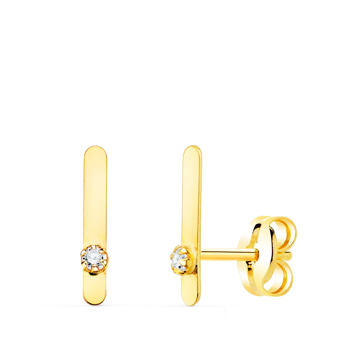 Minibar klatreøreringe i 18K gul guld med 10X15 mm zirconia, sommerfuglelås