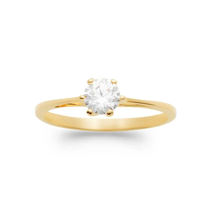 Bague Solitaire Rond – Plaqué Or | Azuline vue 3