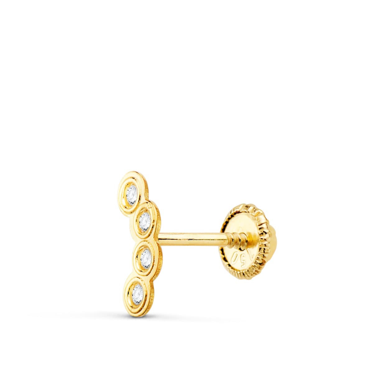 Piercing em ouro amarelo 18K e zircônia 8X3 mm