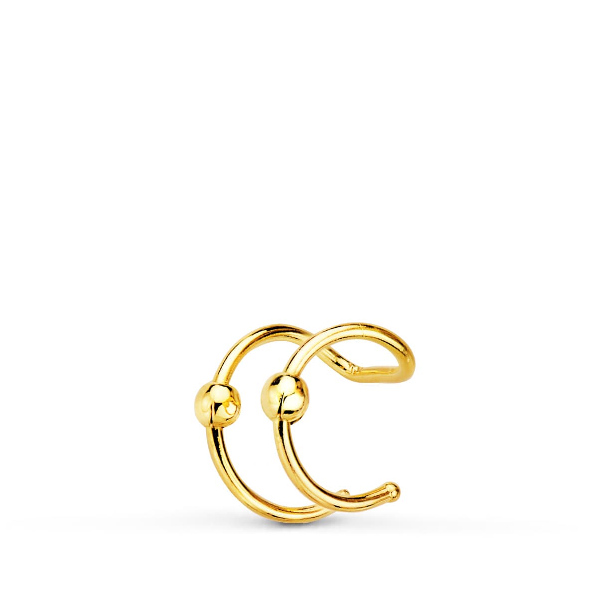 18K Ear Cuff Piercing en Or Jaune Petites Boules. 8 mm