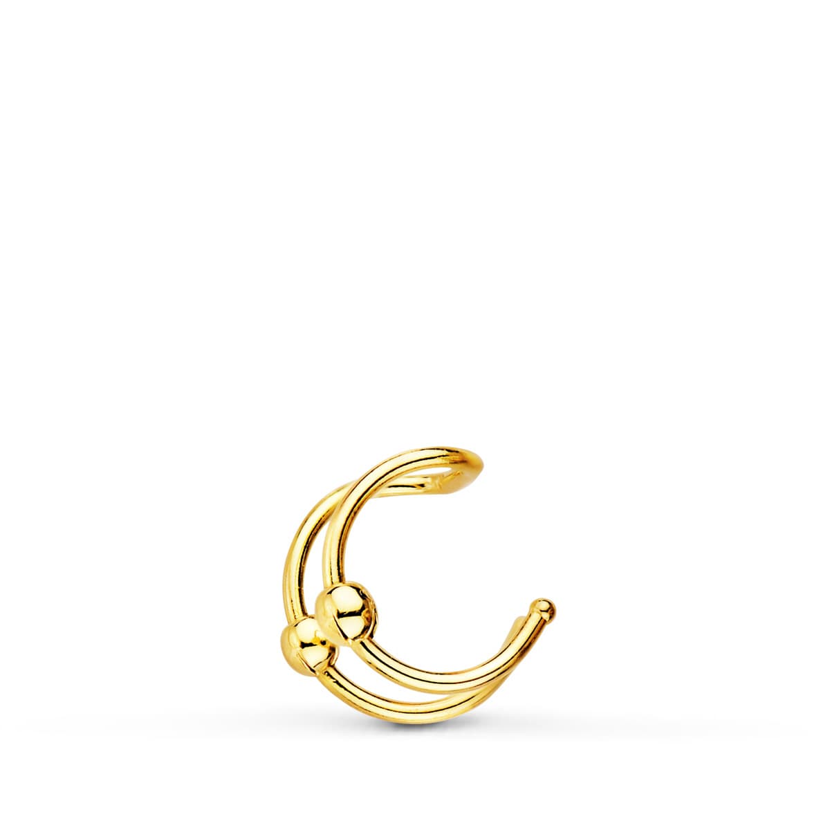 18K Ear Cuff Piercing en Or Jaune Petites Boules. 8 mm