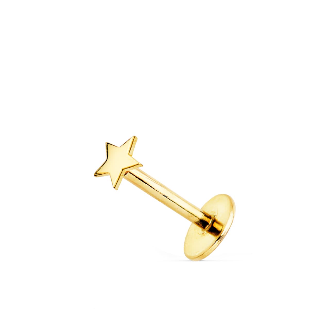 18K Piercing en Or Jaune Étoile Lisse 3.5X3.5 mm