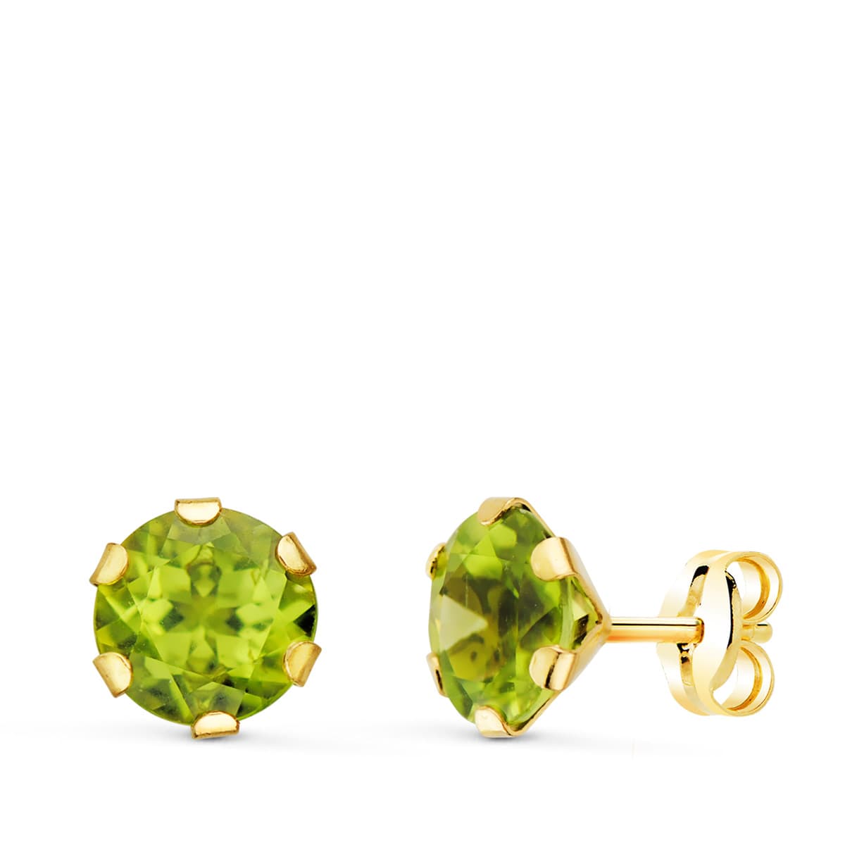 Boucles d'oreilles Griffes Ouvertes Péridot Naturelle Or Jaune 18K 7 mm 288 Qts Fermoir Poussettes Papillon