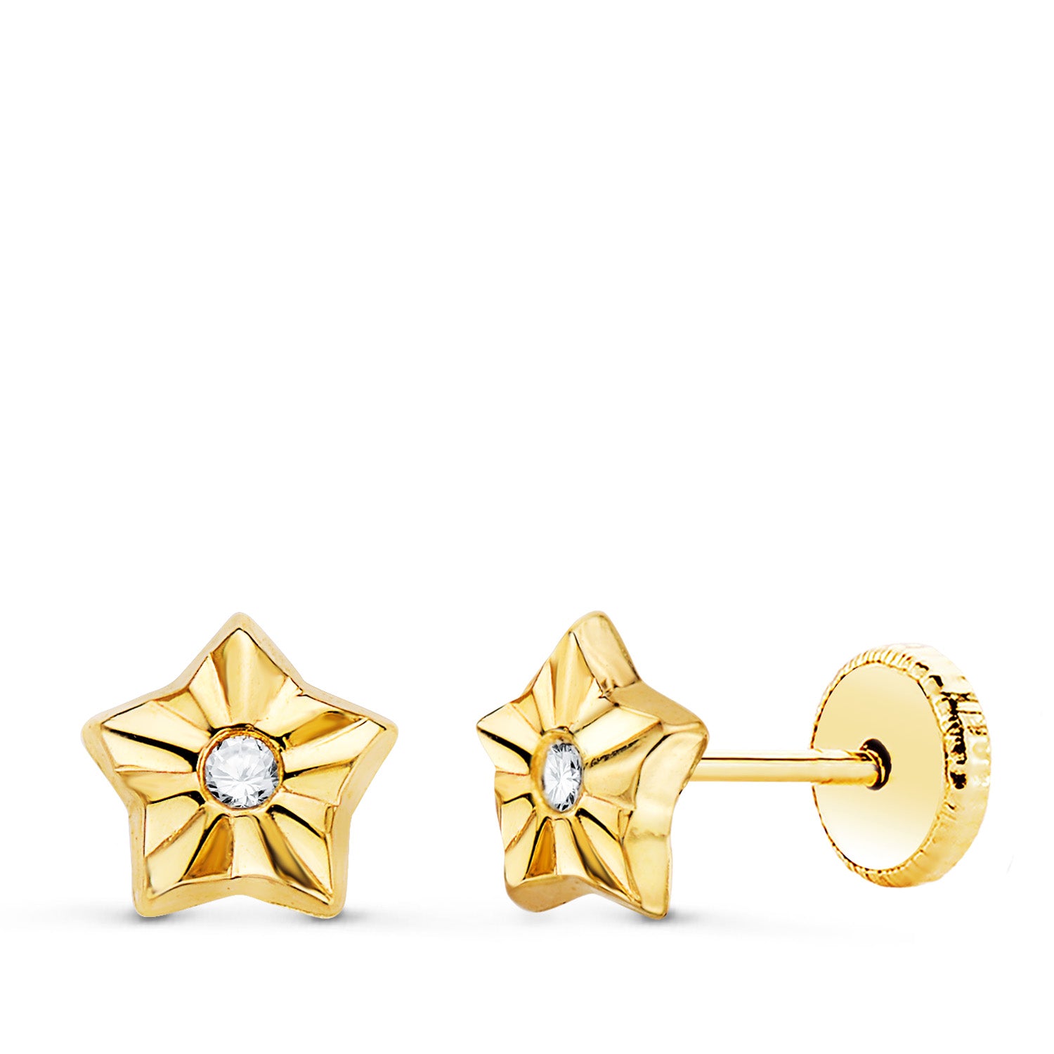 Boucles d'oreilles Étoile en Zircone 18K 6MM Fermoir a Vis