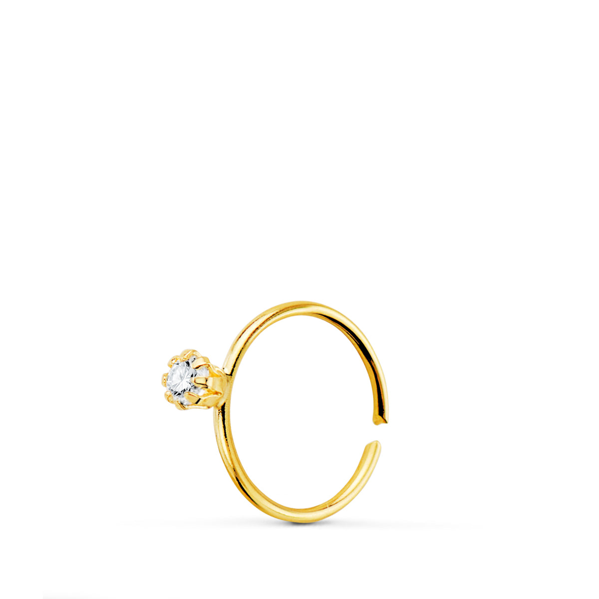 Piercing de Nez en Or Jaune 18K avec Griffes de Zircone 2MM Diamètre : 8 mm