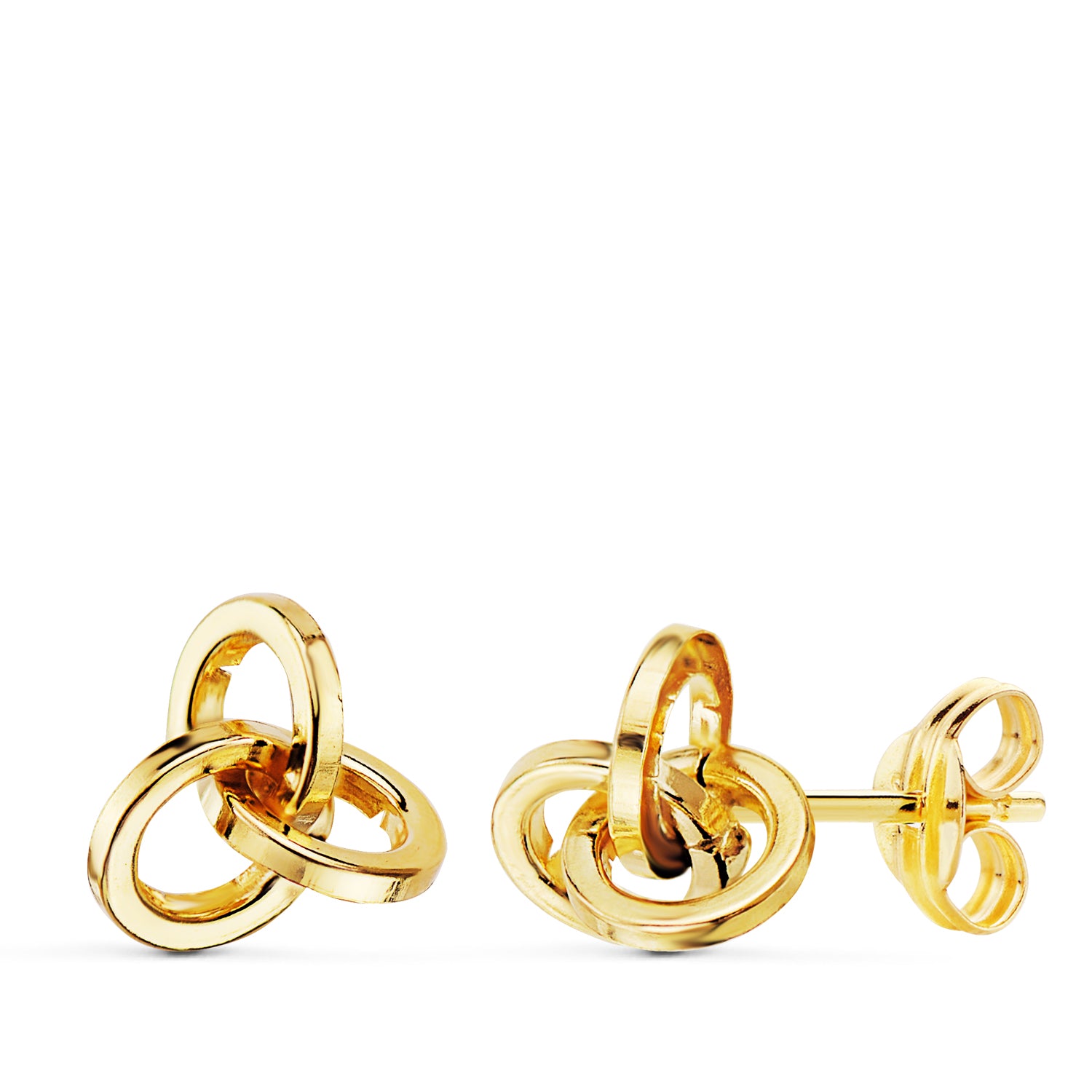 18K Yellow Gold Three Hoop Earrings. Stroller clasp 8X7 mm