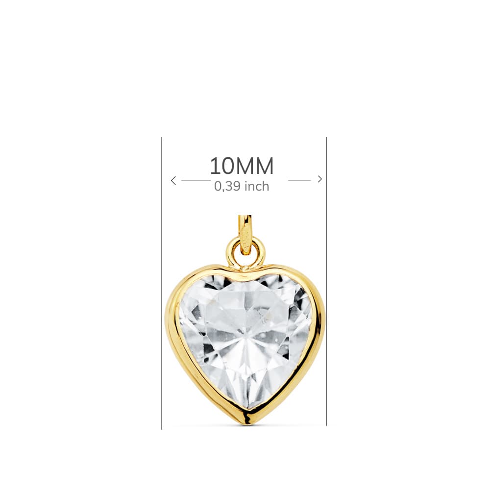 18K Pendentif Coeur Zircon en Or 10X10MM