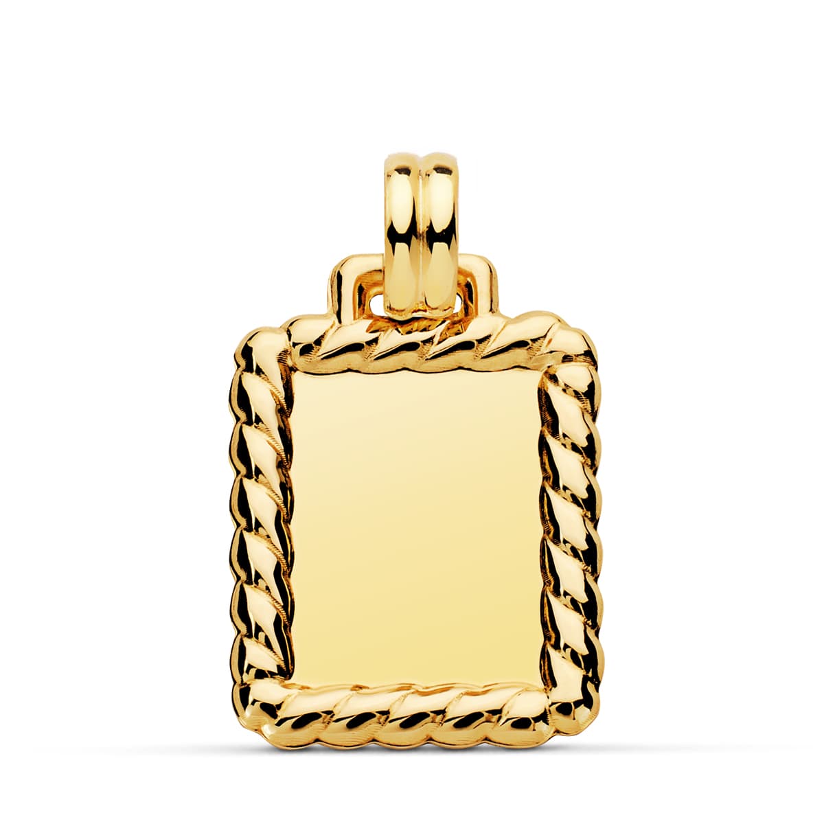 Placca Pendente in Oro Giallo 18K Lucido con Bordo 24X20 mm