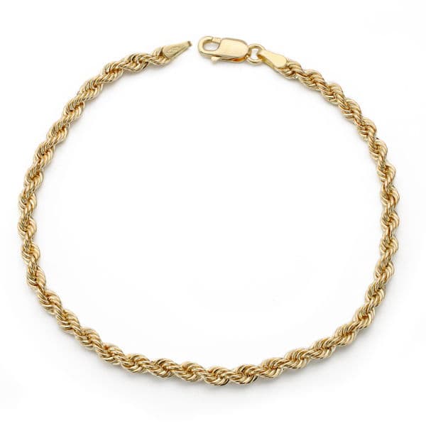 Bracelet en Or Jaune 18K avec Cordon Salomonico Largeur 3,3 mm Longueur 19,5 Cm