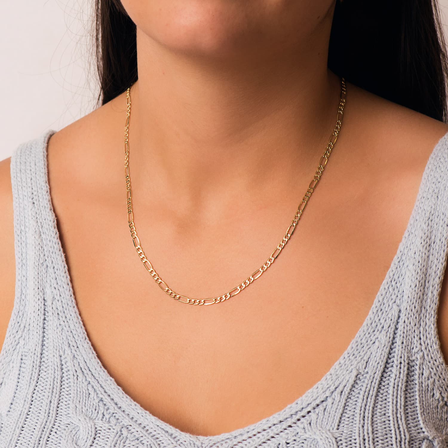 18K Yellow Gold Figaro Chain Width: 3.5MM Length: 50CM Lobagon Clasp