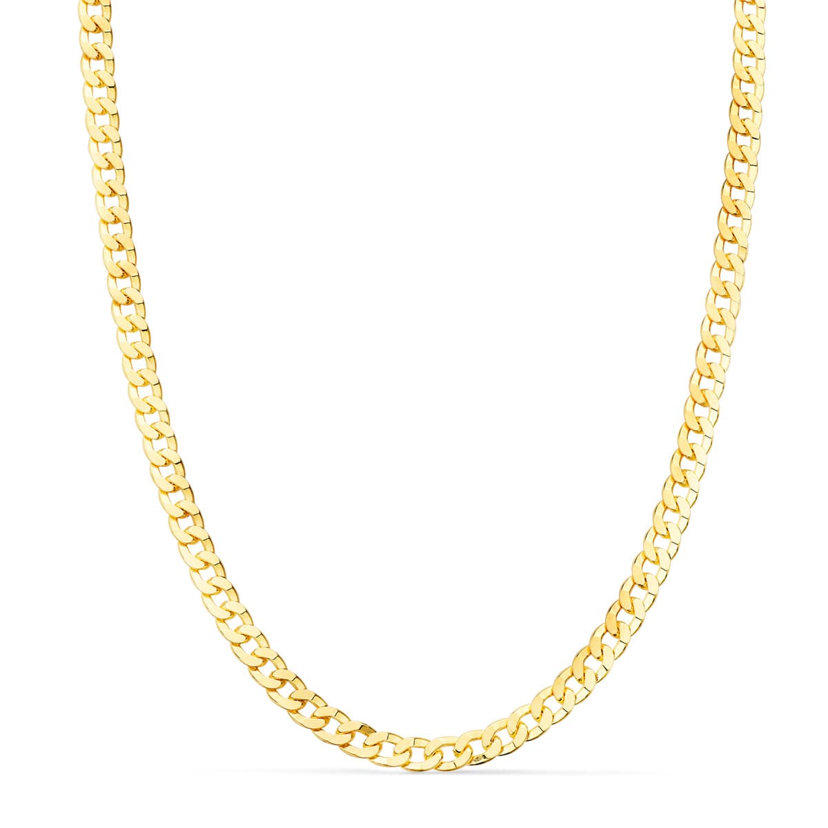 18K Solid Yellow Gold Curb Chain. Length 60 Cm - Width 3.75 mm