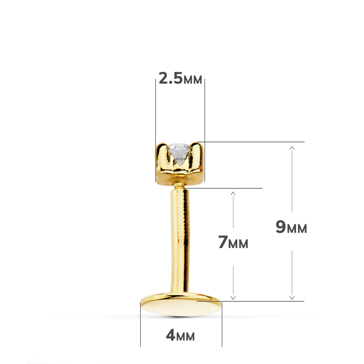 18K piercing do rtů 4 hroty zirkon