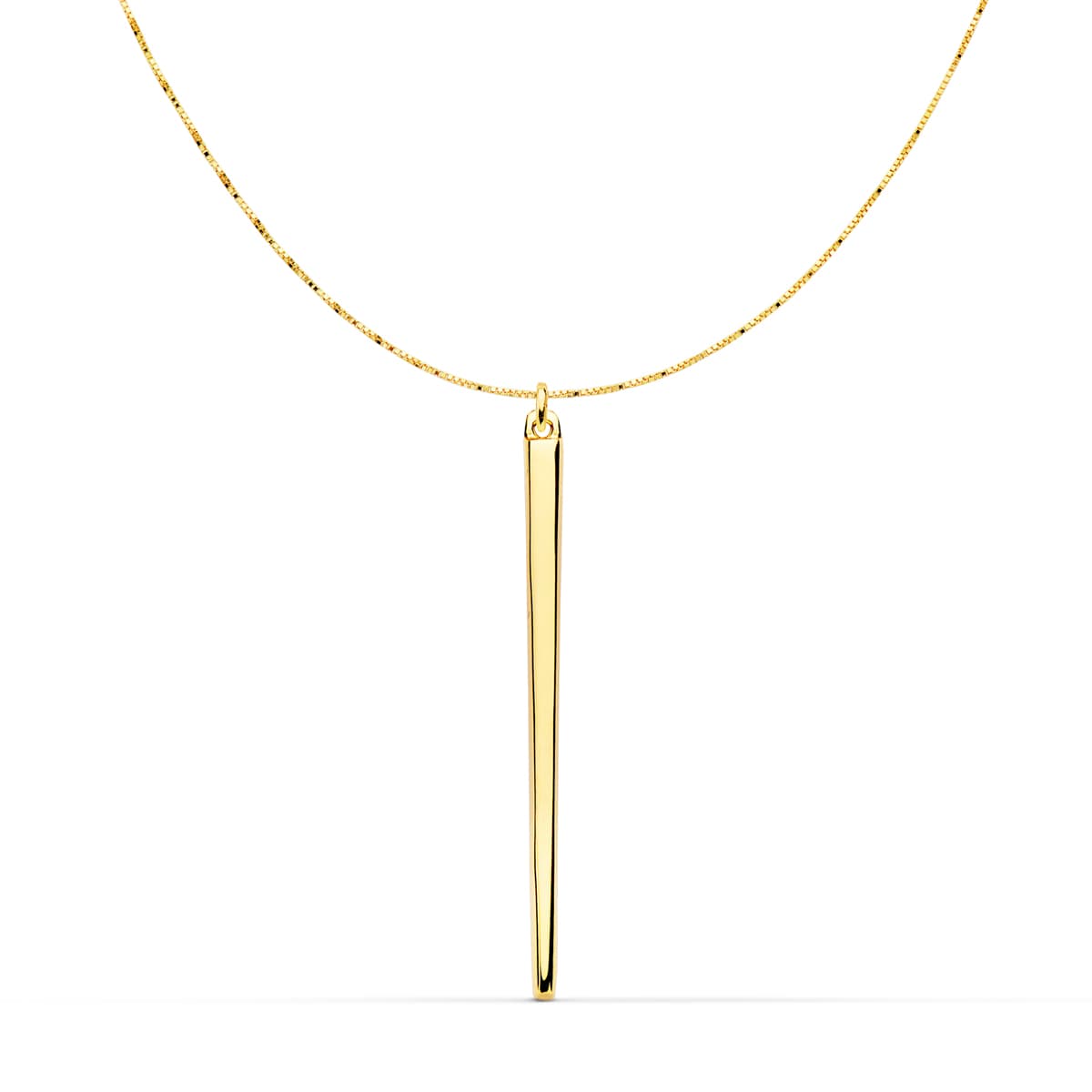 18K Pendentif Or Jaune 30 X 2 mm Chaine Venitienne 43 3 Cm