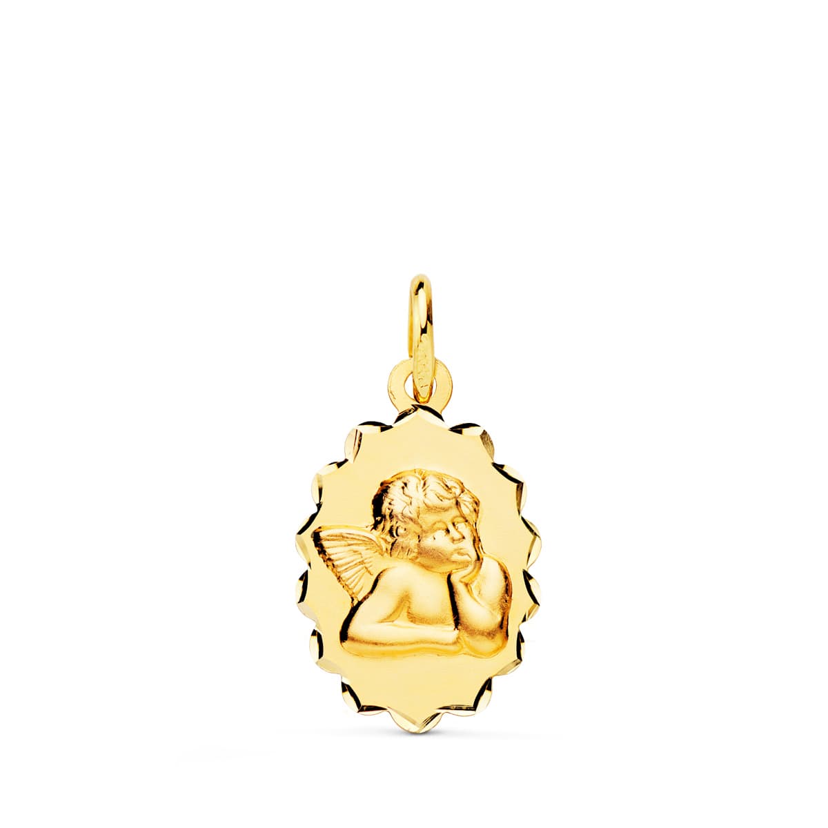 Médaille Or Jaune 18K Angelito Burlon Ovale Sculpté Arches 16X12 mm