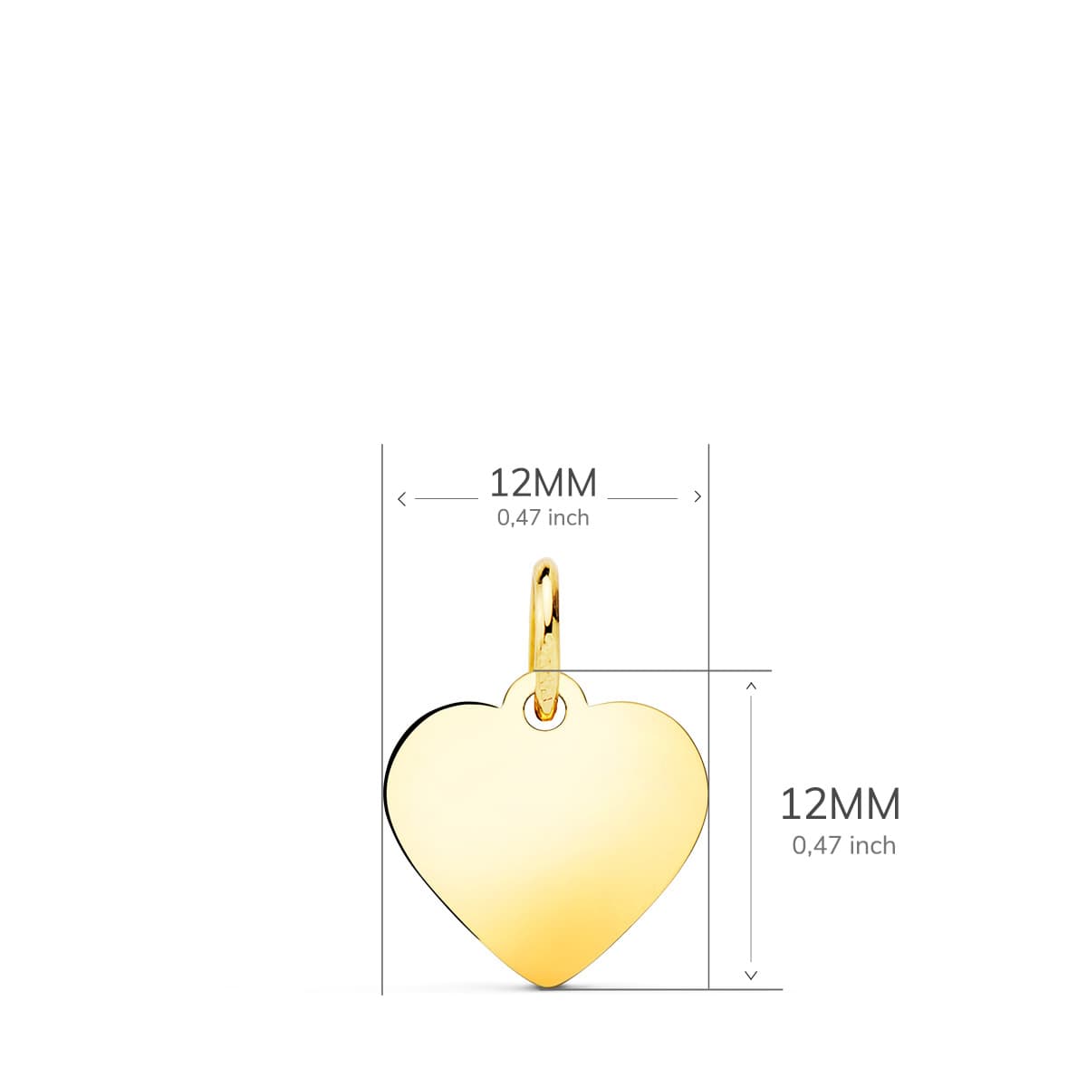 Placa Corazón Lisa Oro Amarillo 18K Brillante 12X12 mm