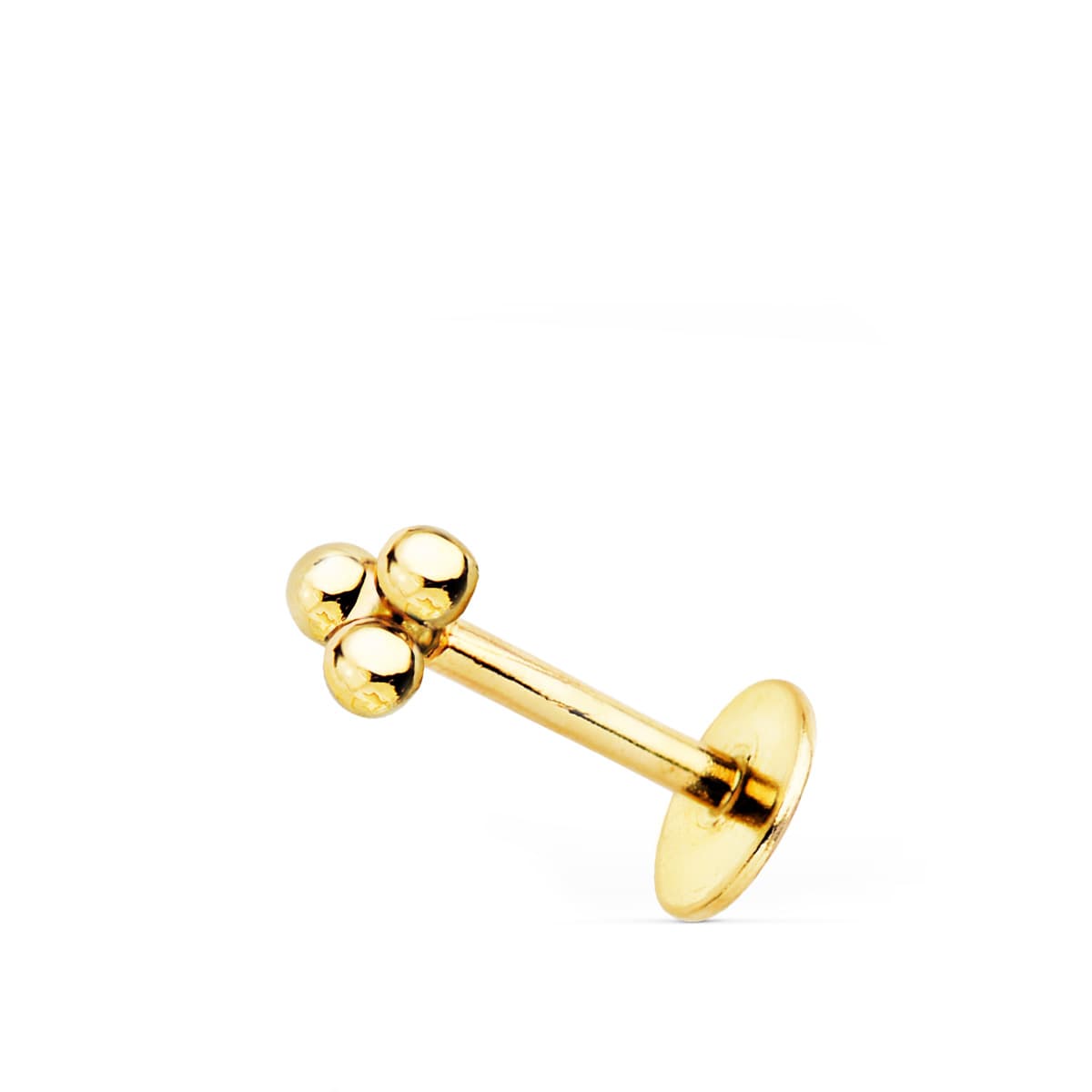 18K gul guld piercingpyramide 3 kugler 4X3,5 mm (enhed)