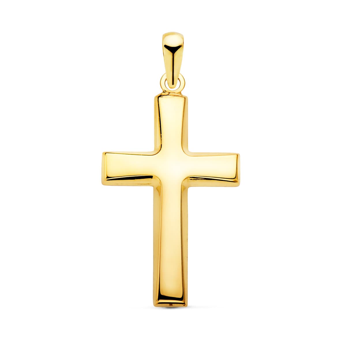 18K Croix Creuse Finition Brillante en Or Jaune. 25X16 mm