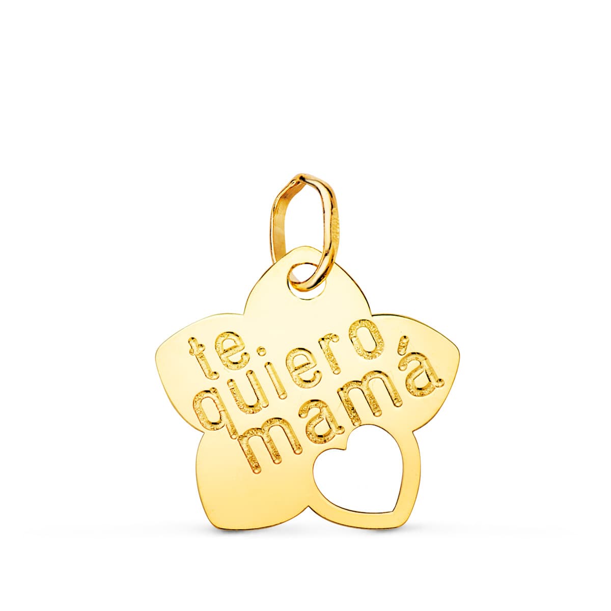 18K Pendentif en Or Jaune Fleur 15X14 mm