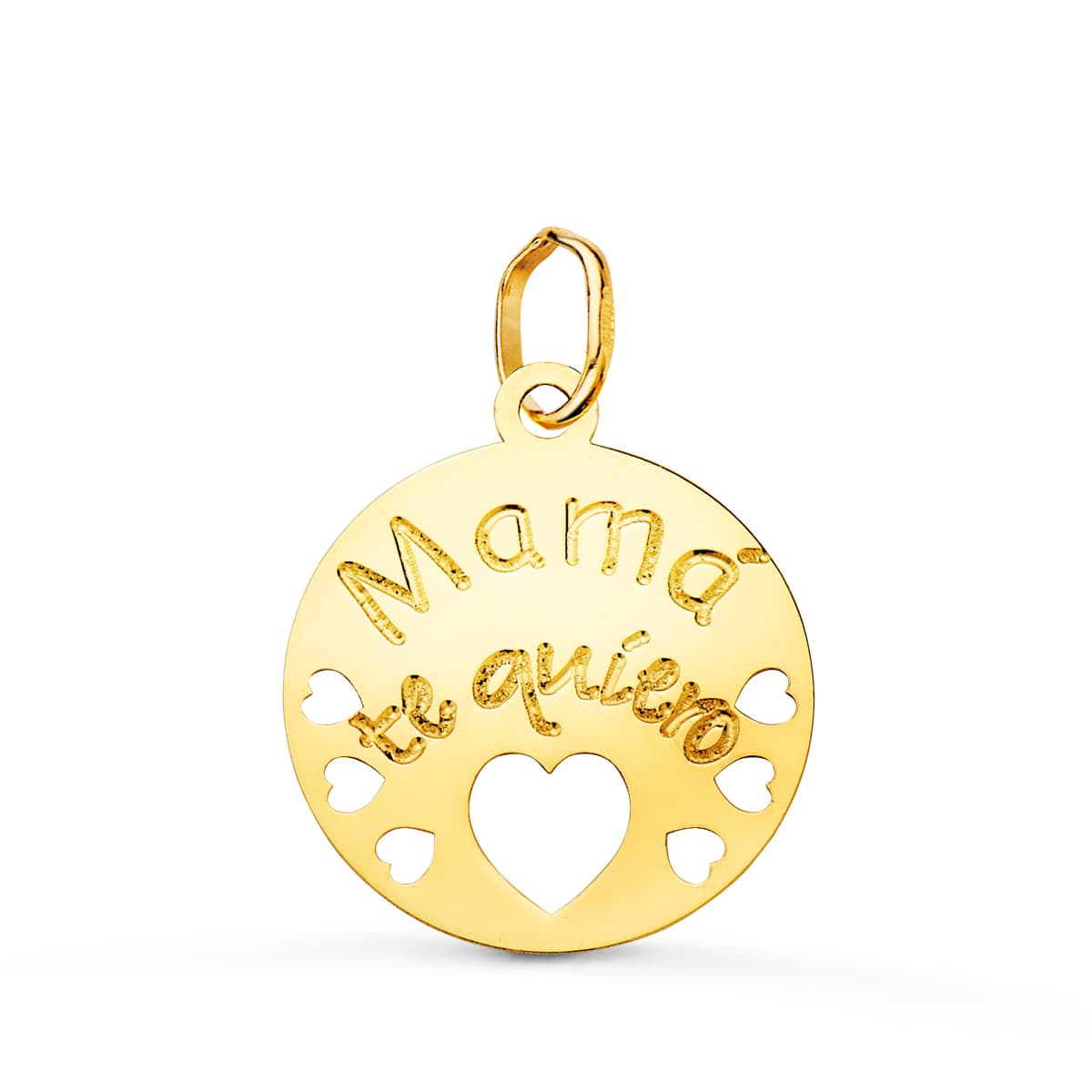 18K Pendentif en Or Jaune Rond. 15 mm