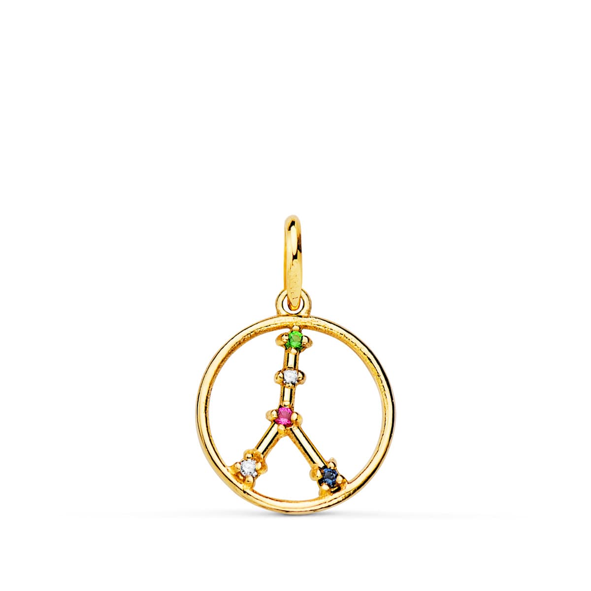 18K Pendentif Constellation du Cancer en Or Jaune & Zircon du Couleur 12MM