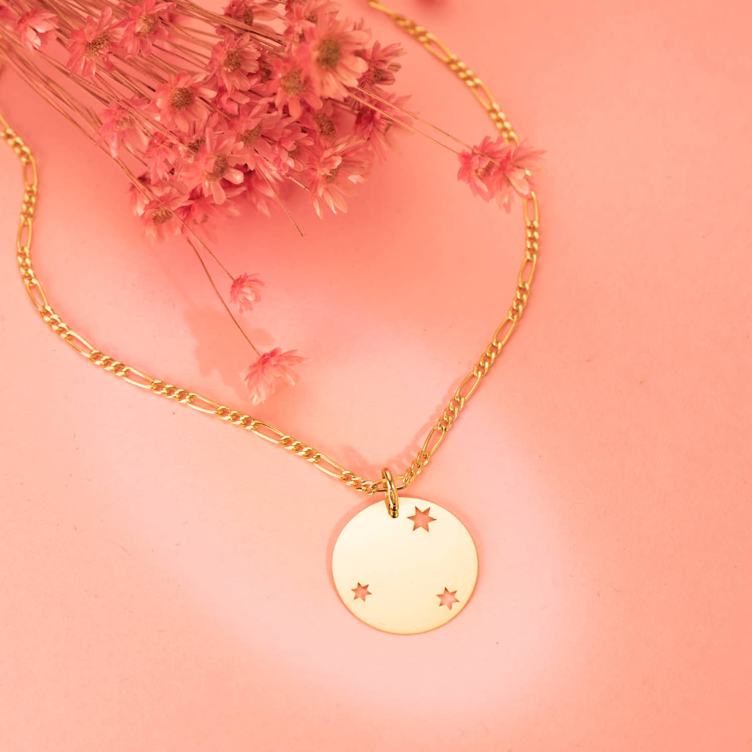 18K gul guld kompas rose vedhæng 18MM