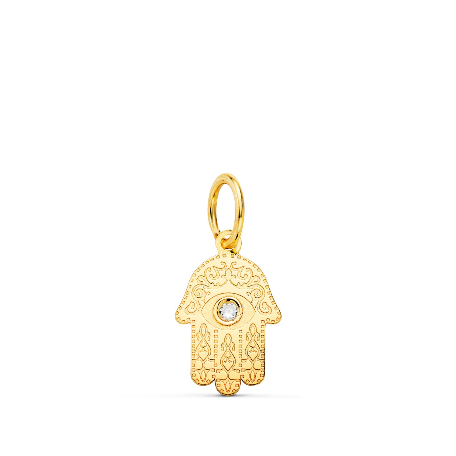 Pendentif Or Jaune 18K Main de Fatima Zircone DIAMANTÉE11 X 6.5MM