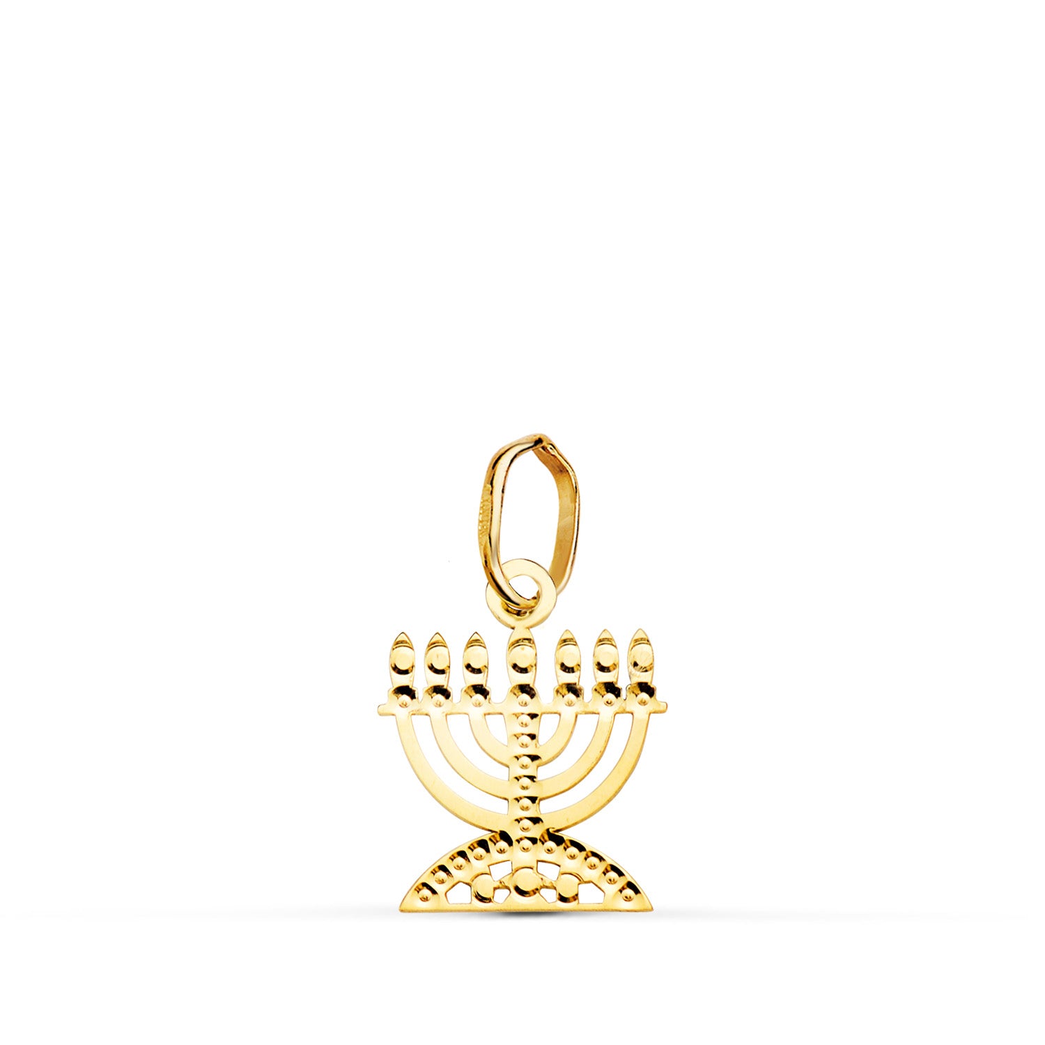 Pendentif "menorah" 18K Candélabre 7 Bras Sculpté Or Jaune 12 X 10 mm