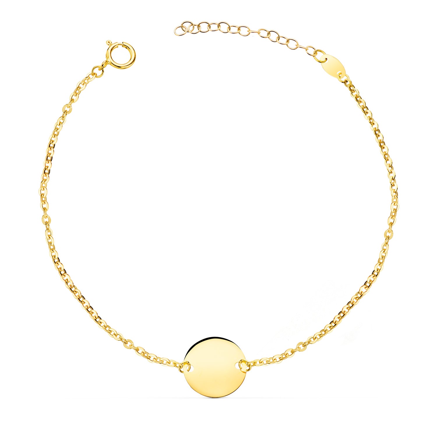 18K Gulguld Armbånd Rund Brilliant Disc 12 mm Længde: 18,3 Cm