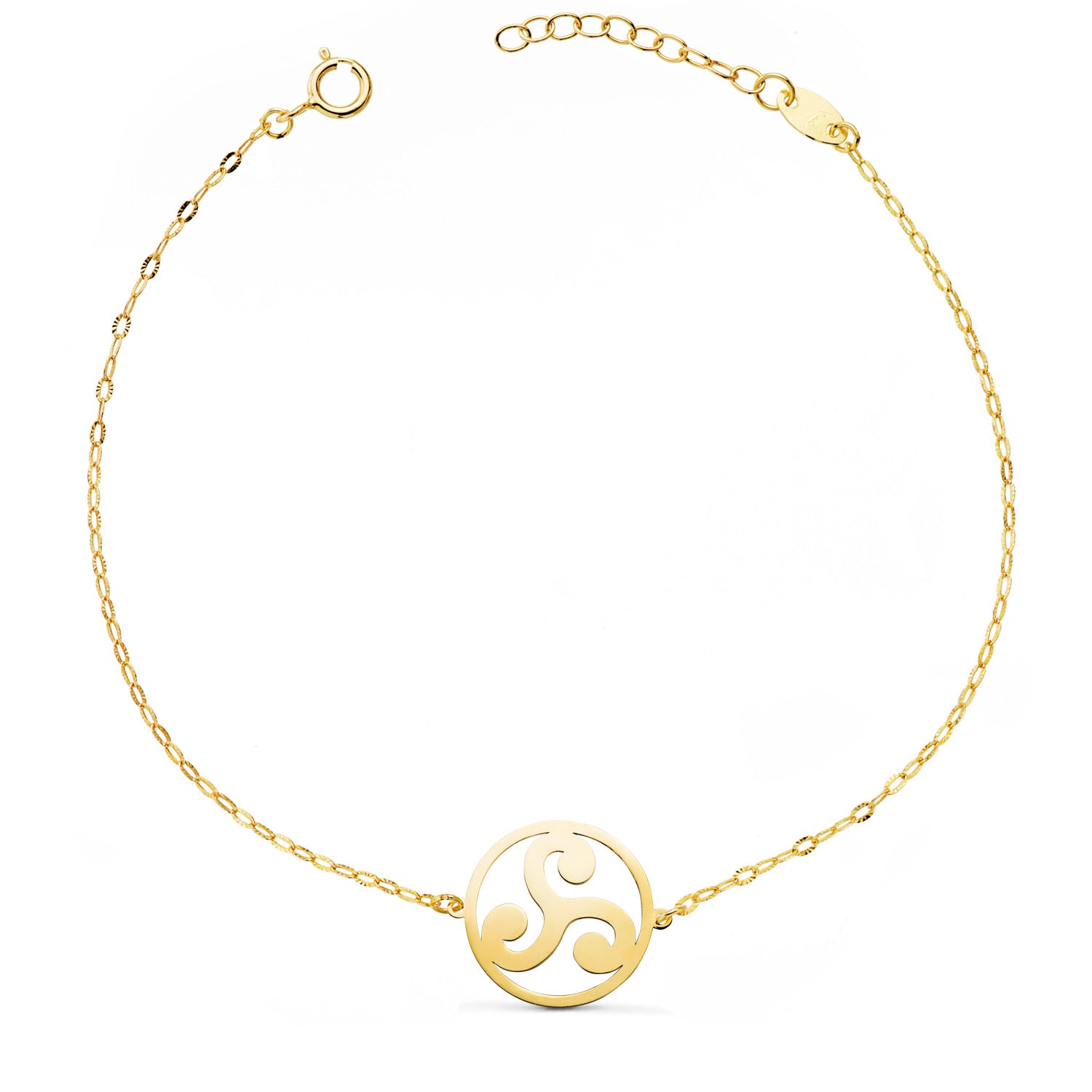 18K gult gull Triskel-armbånd 14MM diamantkjedelengde: 18,3 cm