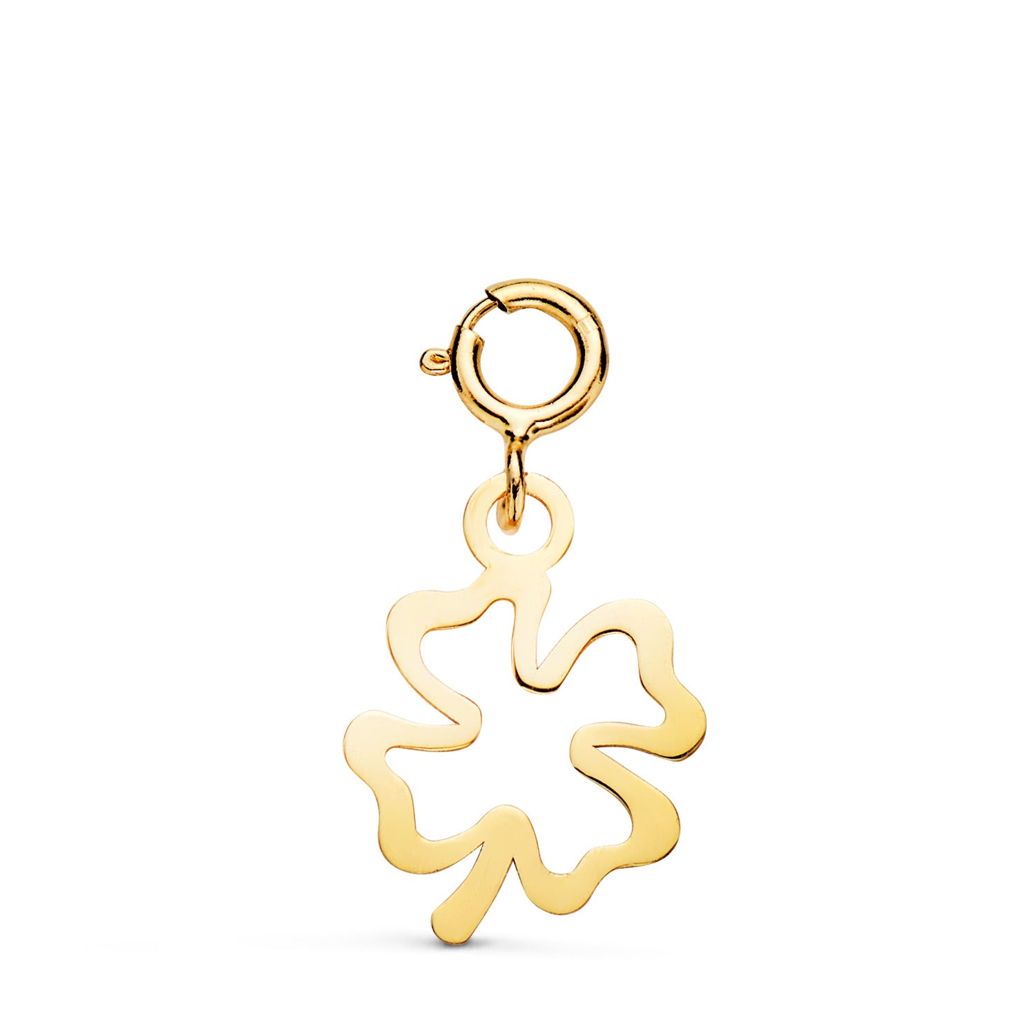 Pendentif Trèfle Or Jaune 18K 13 X 10 mm avec Anneau 45 mm