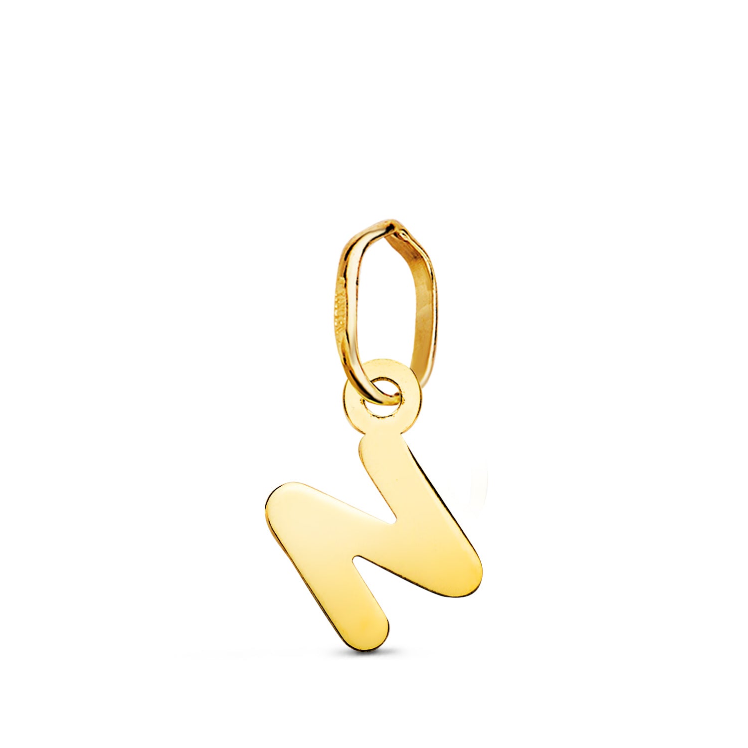 18K Gulguld Vedhæng Initial "n" Pulie 8 X 5 mm