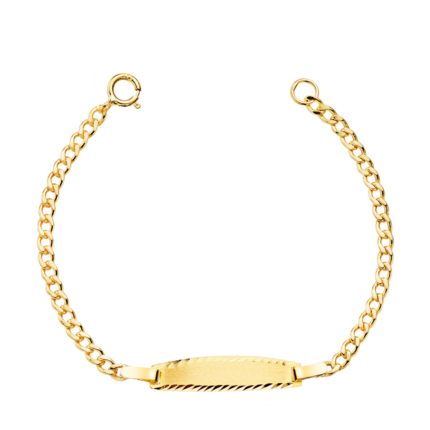 Barbe Creuse Gourmette Or Jaune 18K Largeur : 2MM Plaque : 19X4MM Longueur 12 Cm
