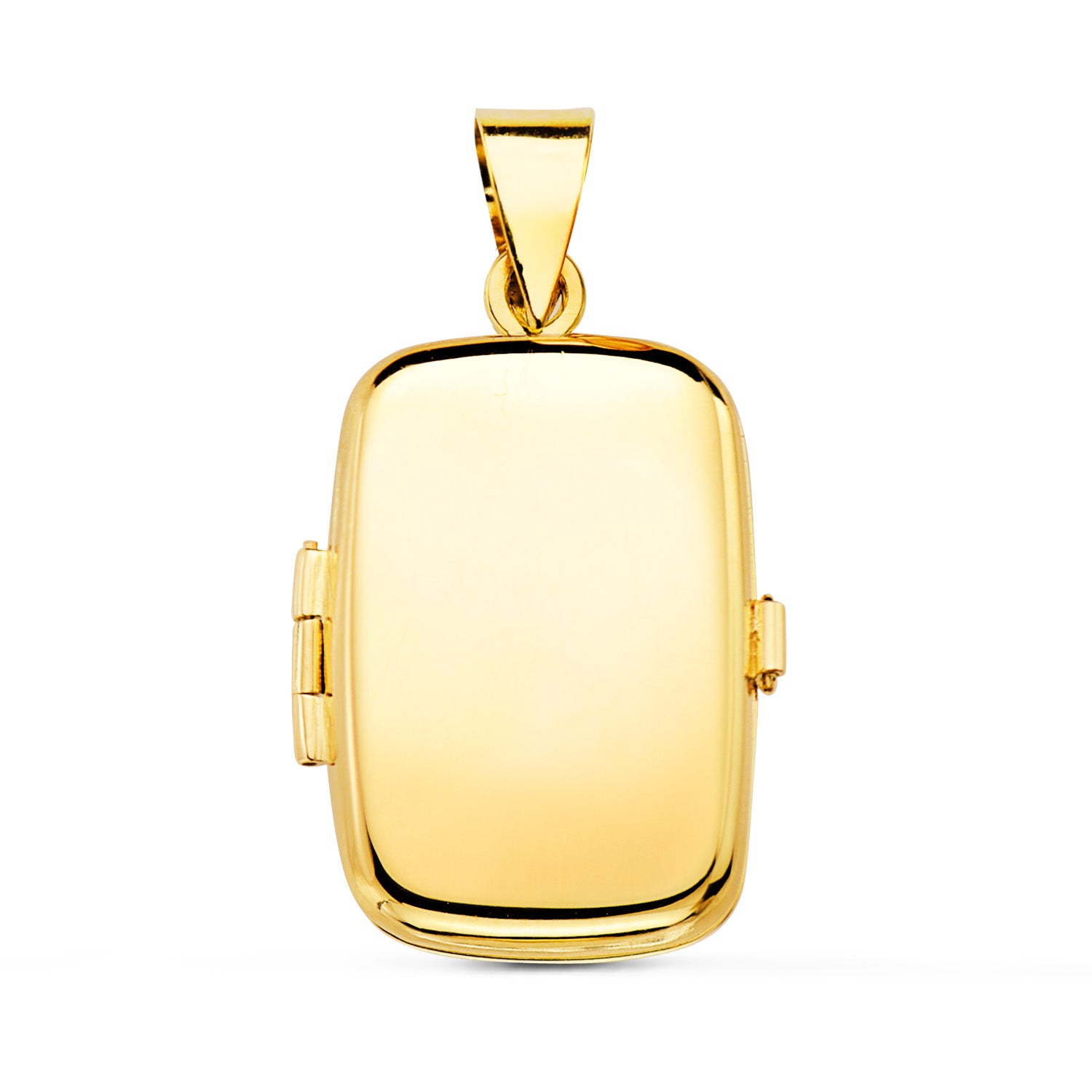 18K Gul Guld Pendant Glat Oval Oval Fotoholder 25X20 mm