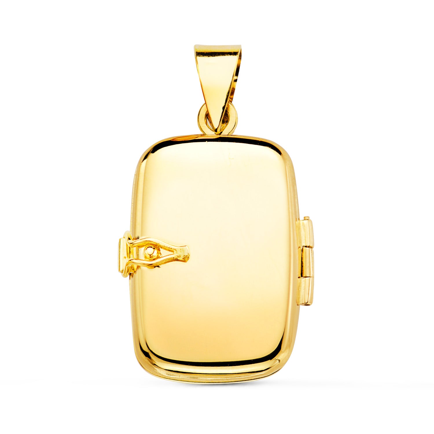18K Gul Guld Pendant Glat Oval Oval Fotoholder 25X20 mm