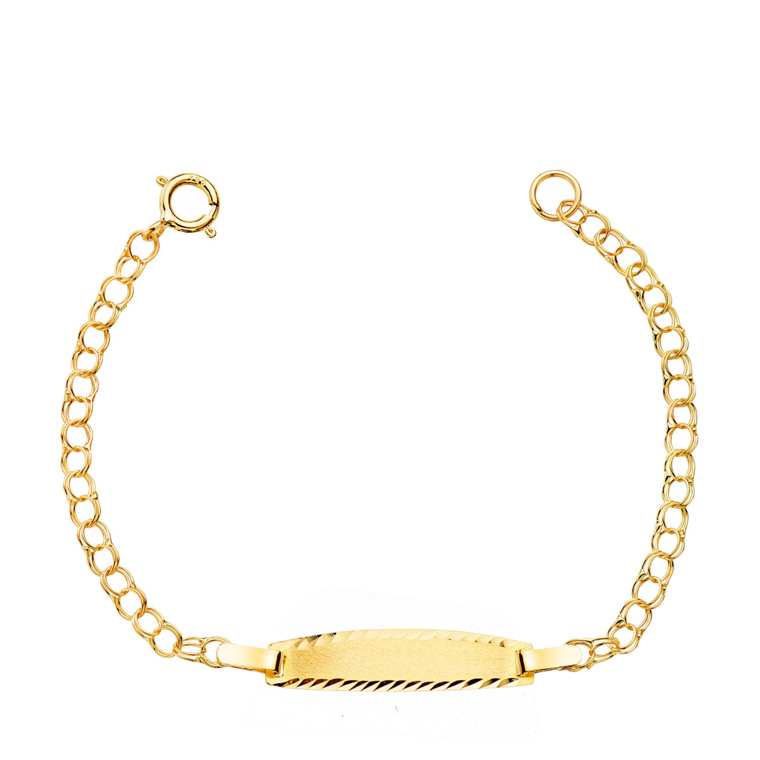 Gourmette Or Jaune Hongrois 18K Largeur : 2MM Plaque : 19X4MM Longueur 115 Cm