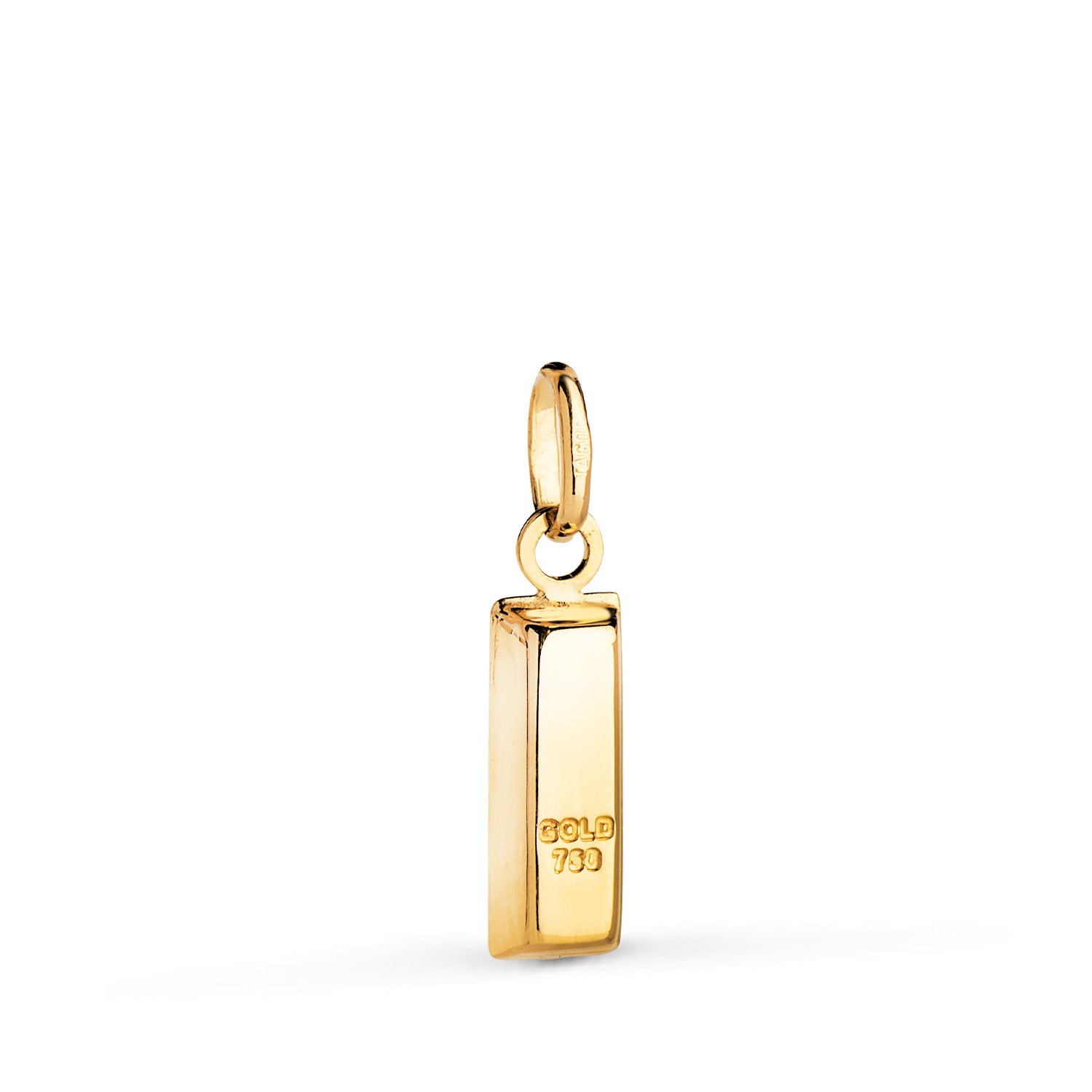 Pendentif Lingot Creux en Or Jaune 18K en Finition Brillante Taille : 15 X 4,5 mm